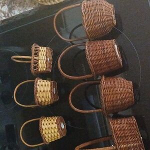 Handcrafted Brown Wicker Baskets Set